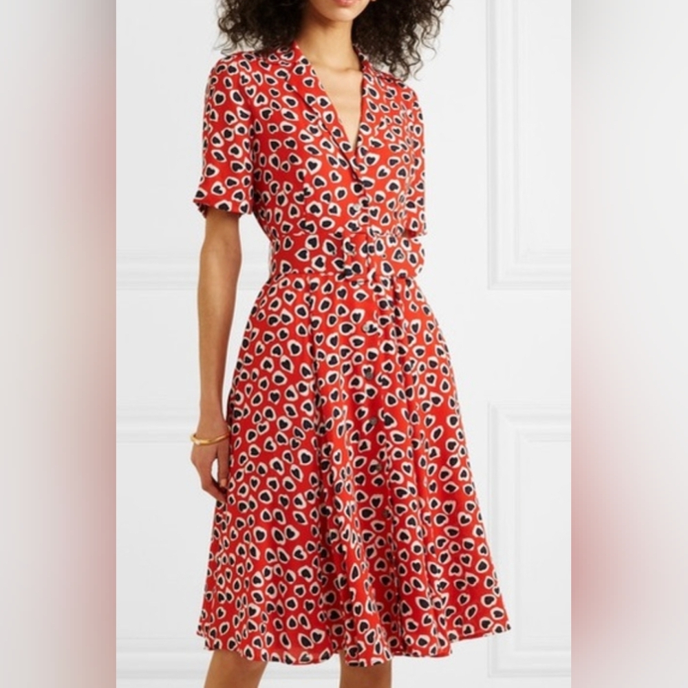 J. Crew Midi Heart Print Dress